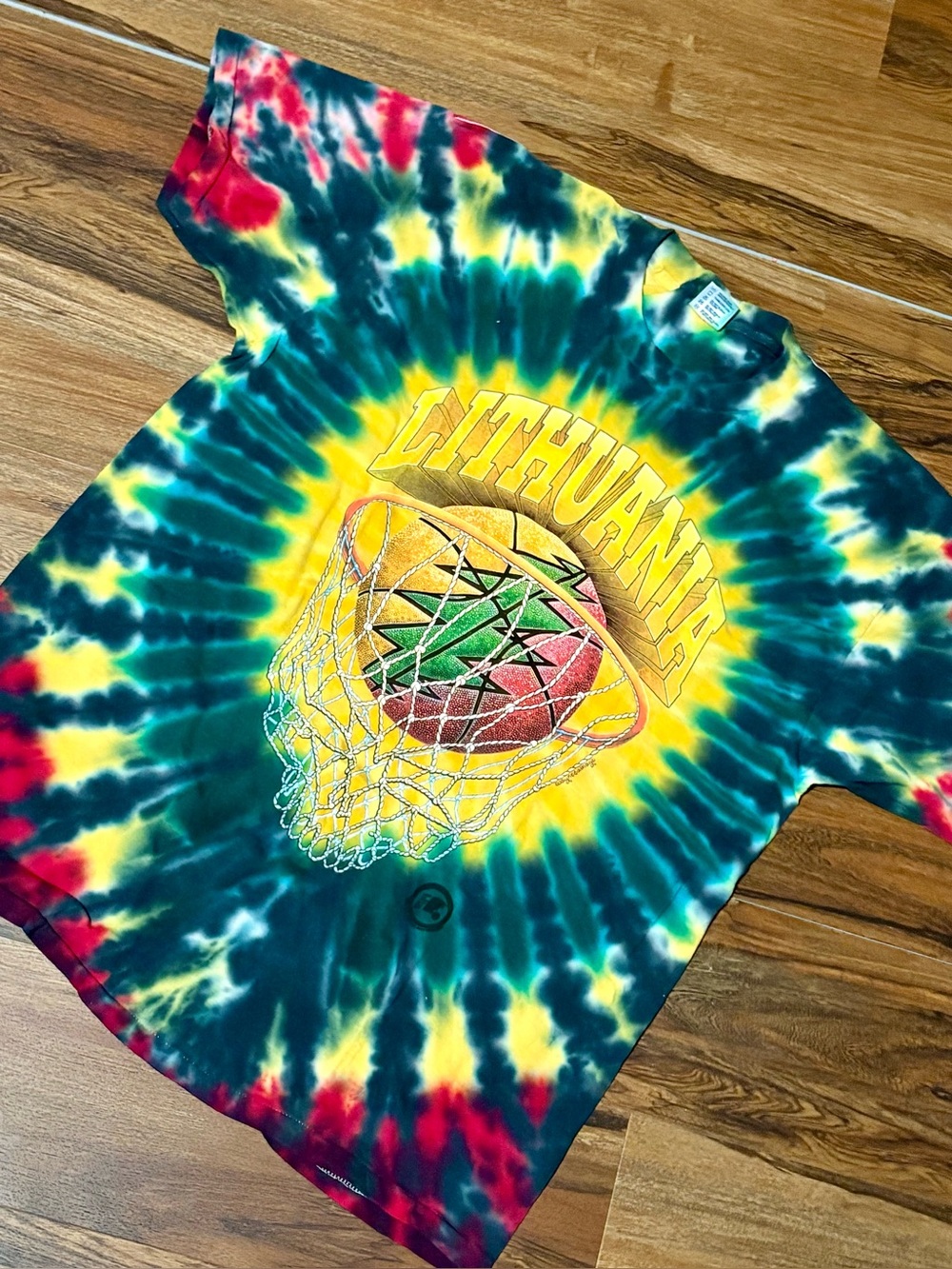 Vintage 1996 Lithuania Basketball Grateful Dead Tie Dye Tshirt Size XL Delta Tag